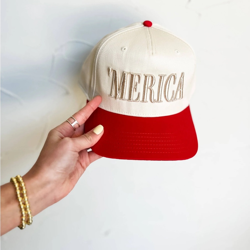 'MERICA Red and Cream Baseball Cap